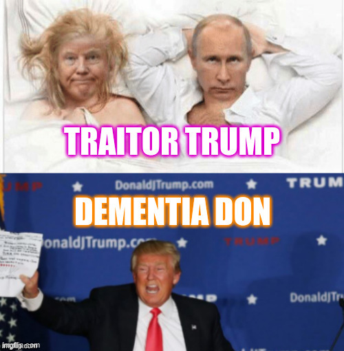 Traitor Trump & Dementia Dion | image tagged in trump and putin,lame brainn trump,maga,poor loser,putin's puppet | made w/ Imgflip meme maker