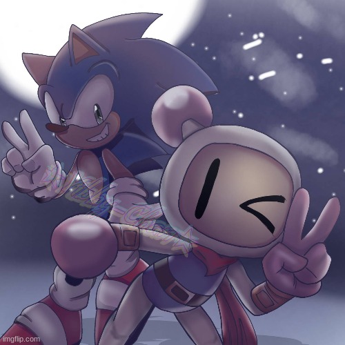Shirobon/White Bomber and Sonic (Art by YibbyChan) | made w/ Imgflip meme maker