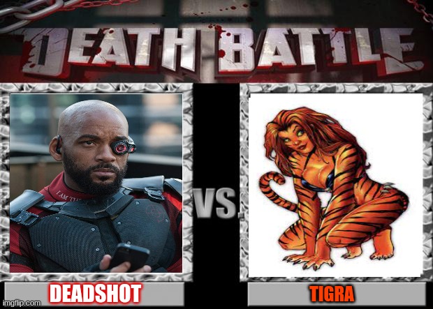 Tigra vs Deadshot | DEADSHOT; TIGRA | image tagged in death battle,dc,marvel | made w/ Imgflip meme maker