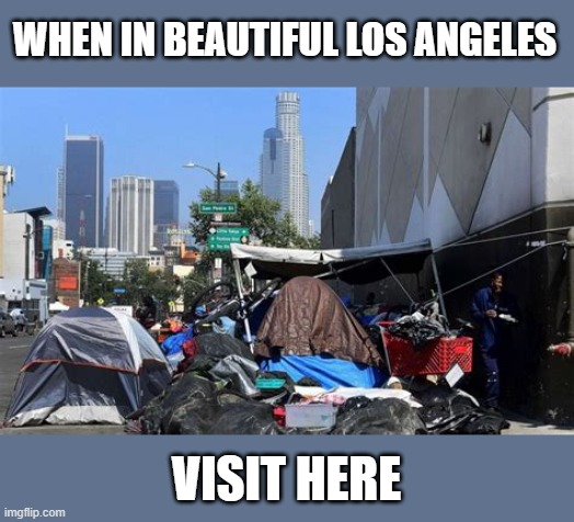 2020s LOS ANGELES | WHEN IN BEAUTIFUL LOS ANGELES; VISIT HERE | image tagged in 2020s los angeles,funny,tourism | made w/ Imgflip meme maker
