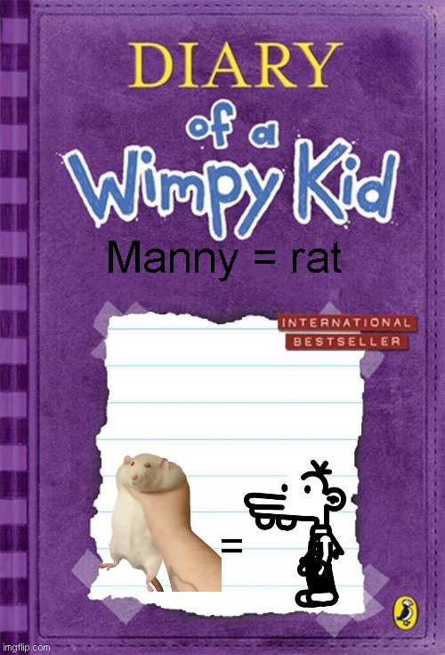 Diary of a Wimpy Kid Cover Template | Manny = rat; = | image tagged in diary of a wimpy kid cover template | made w/ Imgflip meme maker