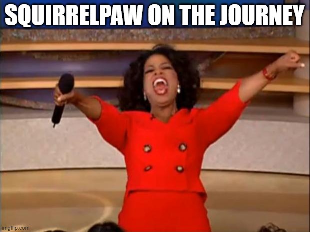 Squilf! | SQUIRRELPAW ON THE JOURNEY | image tagged in memes,oprah you get a | made w/ Imgflip meme maker