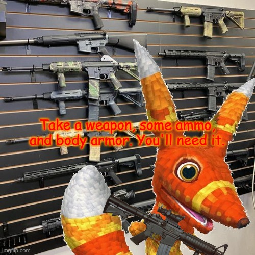 Take a weapon, some ammo, and body armor. You'll need it. | made w/ Imgflip meme maker