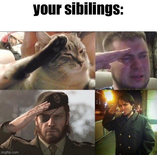 Ozon's Salute | your sibilings: | image tagged in ozon's salute | made w/ Imgflip meme maker