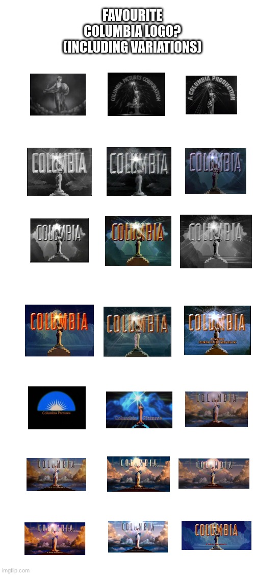 FAVOURITE COLUMBIA LOGO? (INCLUDING VARIATIONS) | image tagged in bad memes | made w/ Imgflip meme maker