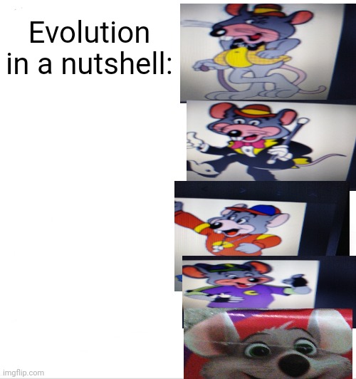 Evolution in a nutshell | Evolution in a nutshell: | image tagged in memes,clown applying makeup | made w/ Imgflip meme maker