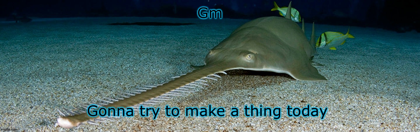 Cool sawfish | Gm; Gonna try to make a thing today | image tagged in cool sawfish | made w/ Imgflip meme maker