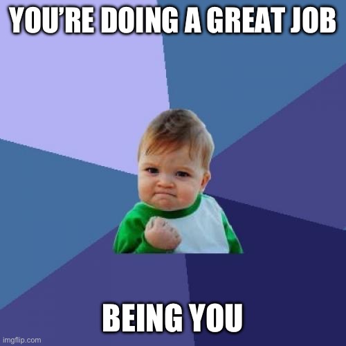 Success Kid Meme | YOU’RE DOING A GREAT JOB; BEING YOU | image tagged in memes,success kid | made w/ Imgflip meme maker