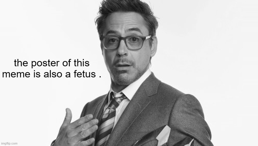 Robert Downey Jr's Comments | the poster of this meme is also a fetus . | image tagged in robert downey jr's comments | made w/ Imgflip meme maker