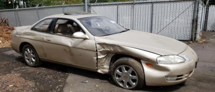 High Quality Wrecked 1996 Lexus SC400 Side View Blank Meme Template