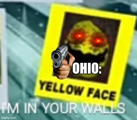 OHIO: | image tagged in yellow face i'm in your wall | made w/ Imgflip meme maker