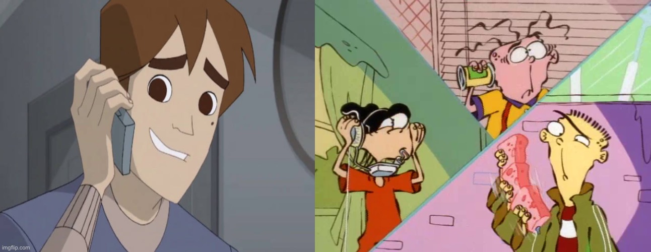 Peter Parker has a phone call with the Ed boys | image tagged in peter parker,ed edd n eddy,spiderman,cartoon network,phone call,marvel comics | made w/ Imgflip meme maker