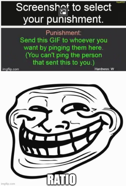 RATIO | image tagged in trollface | made w/ Imgflip meme maker