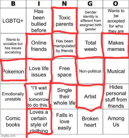 i saw existent do this so i decided to give it a try i didnt get a single bingo :( | image tagged in thesuitedgayweeb's bingo | made w/ Imgflip meme maker