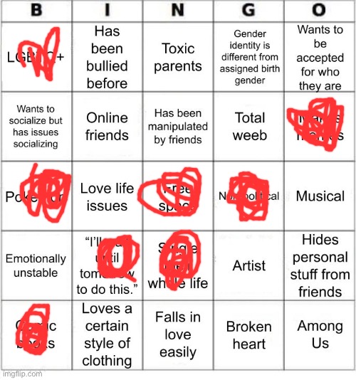 No text for you lmao | image tagged in thesuitedgayweeb's bingo | made w/ Imgflip meme maker
