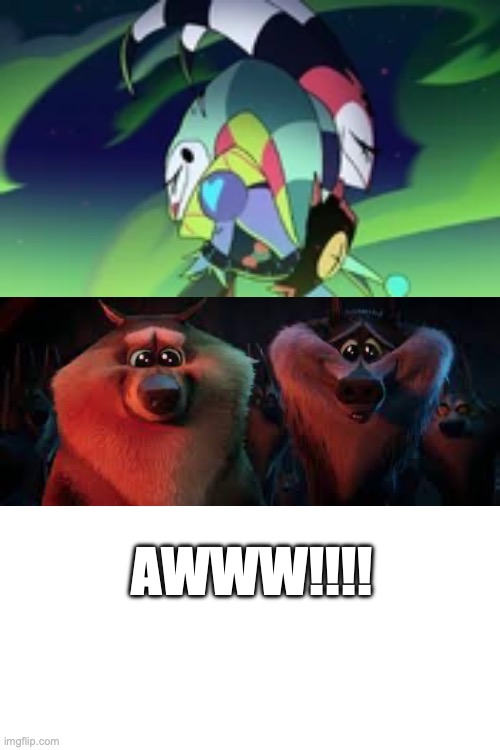 Wolves from Storks touched by Blitzo and Fizzoralli getting back together | AWWW!!!! | image tagged in helluva boss,vivziepop,brandon rogers,alex brightman,key and peele | made w/ Imgflip meme maker