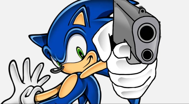 sonic pointing gun Blank Meme Template