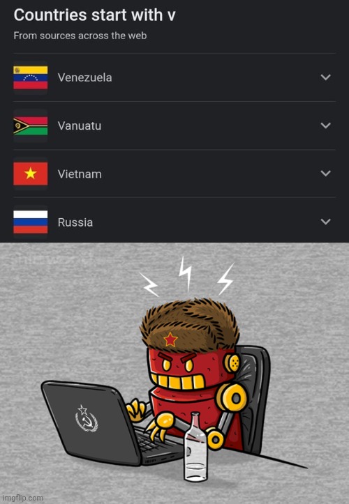 "Russia" | image tagged in angry russian bot,v,countries,you had one job,memes,county | made w/ Imgflip meme maker