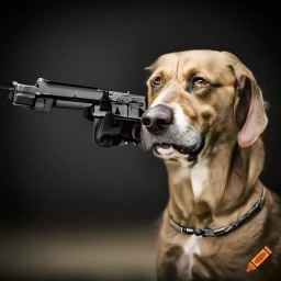 High Quality dog with a gun Blank Meme Template