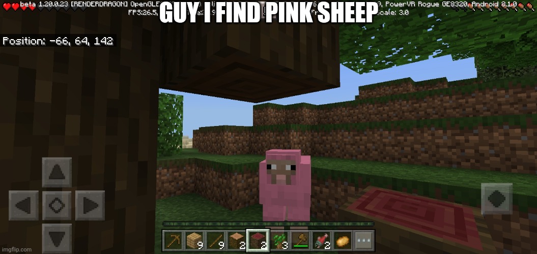 this is rare | GUY I FIND PINK SHEEP | image tagged in minecraft | made w/ Imgflip meme maker