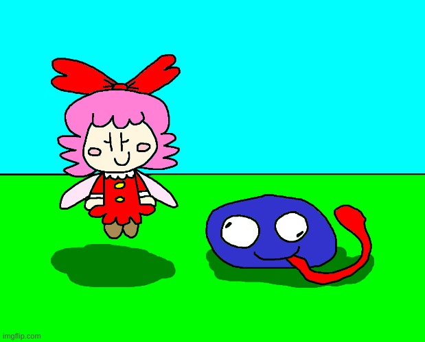 Ribbon and Gooey are in a relationship | image tagged in relationships,fanart,cute,parody,kirby,drawing | made w/ Imgflip meme maker