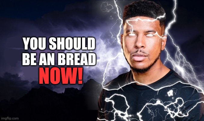 You should be an bread NOW! | YOU SHOULD
BE AN BREAD; NOW! | image tagged in bread | made w/ Imgflip meme maker