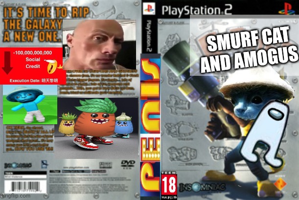 Smurf cat and amogus | SMURF CAT AND AMOGUS | image tagged in ps2,smurf,cat,amogus,funny memes,weapon of mass destruction | made w/ Imgflip meme maker