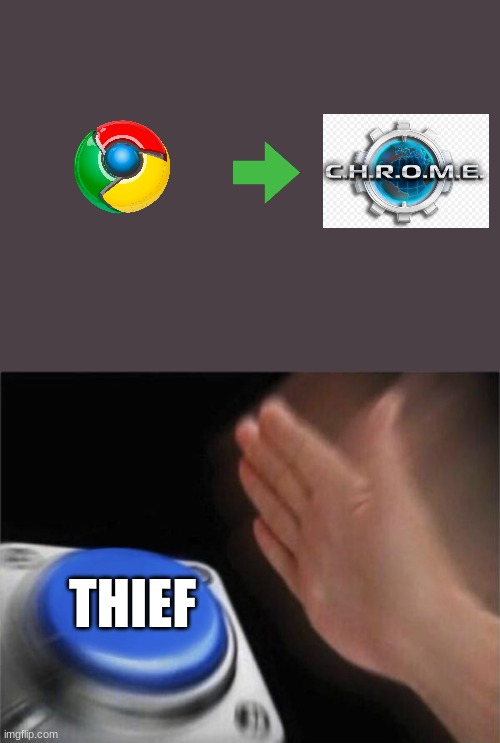 they stole google chrome's name for cars 2 @_@ | THIEF | image tagged in memes,blank nut button | made w/ Imgflip meme maker