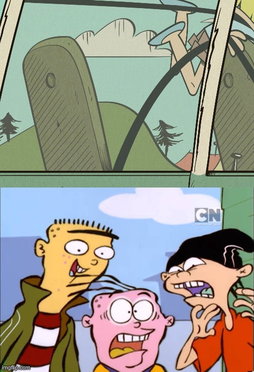 Ed Boys grossed out by Lori | image tagged in ed edd n eddy,the loud house,loud house,lincoln loud,vomit,car | made w/ Imgflip meme maker