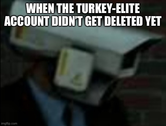 Skibidi toilet meme | WHEN THE TURKEY-ELITE ACCOUNT DIDN’T GET DELETED YET | image tagged in skibidi toilet meme | made w/ Imgflip meme maker