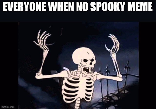 Angry skeleton | EVERYONE WHEN NO SPOOKY MEME | image tagged in angry skeleton | made w/ Imgflip meme maker