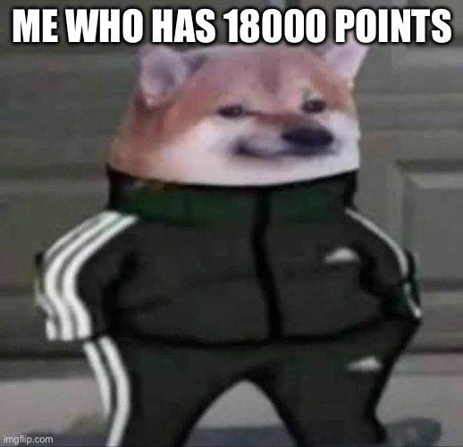 Cheebs Tracksuit | ME WHO HAS 18000 POINTS | image tagged in cheebs tracksuit | made w/ Imgflip meme maker