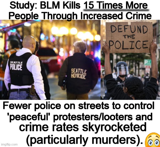 It Doesn't Take a Rocket Scientist to Understand the Consequences of Soft on Crime Policies | ____________________; Study: BLM Kills 15 Times More 
People Through Increased Crime; Fewer police on streets to control 
'peaceful' protesters/looters and; crime rates skyrocketed 
(particularly murders). | image tagged in political meme,common sense,common core,blm,crime,consequences | made w/ Imgflip meme maker