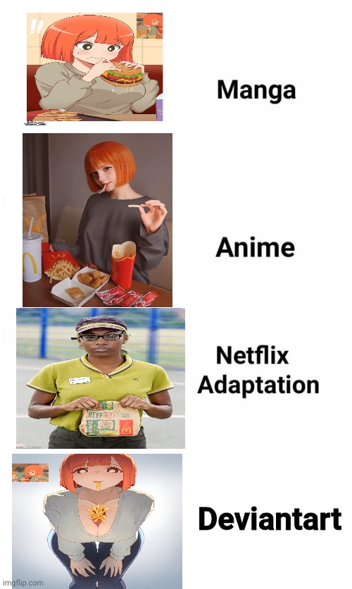 McDonald's lore | Deviantart | image tagged in manga anime netflix adaption,memes,blank transparent square,anime,mcdonalds | made w/ Imgflip meme maker