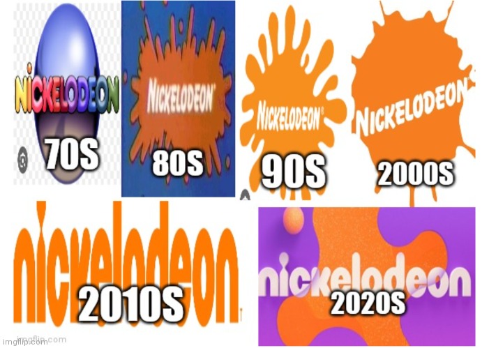 Evolution of Nickelodeon by decade. Generations of Nick | image tagged in generations of nick,nickelodeon,cable tv,nick,70s-today,nostalgia | made w/ Imgflip meme maker