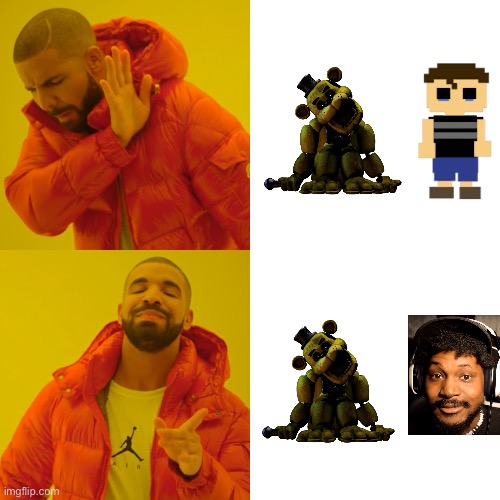 was that actually coryxkenshin at the end of the fnaf trailer? | image tagged in memes,drake hotline bling | made w/ Imgflip meme maker