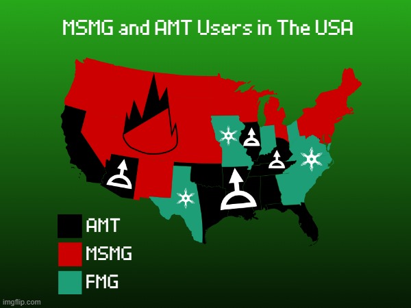 MAP Of How Many MSMG/AMT Users in America | made w/ Imgflip meme maker