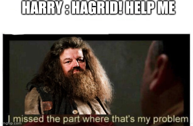 I missed the part where that's my problem. | HARRY : HAGRID! HELP ME | image tagged in i missed the part where that's my problem | made w/ Imgflip meme maker