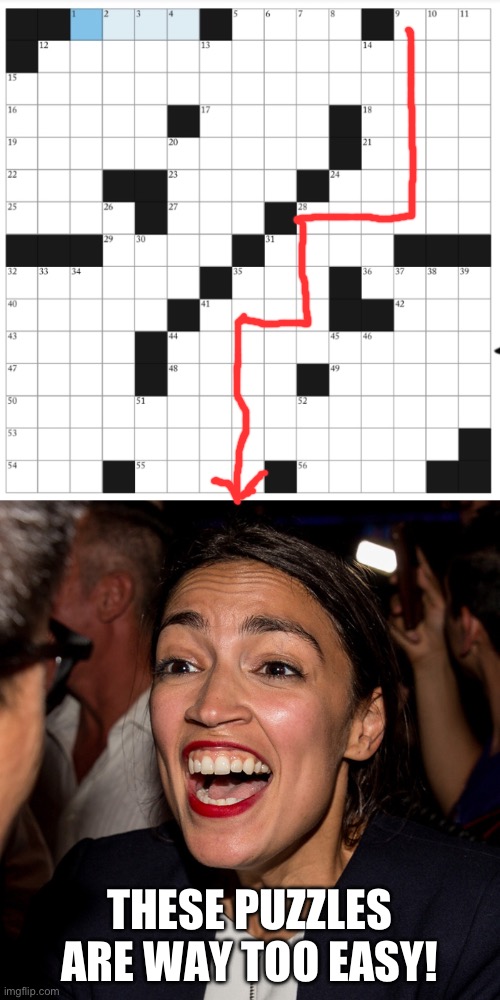 AOC | THESE PUZZLES ARE WAY TOO EASY! | image tagged in ocasio cortez | made w/ Imgflip meme maker
