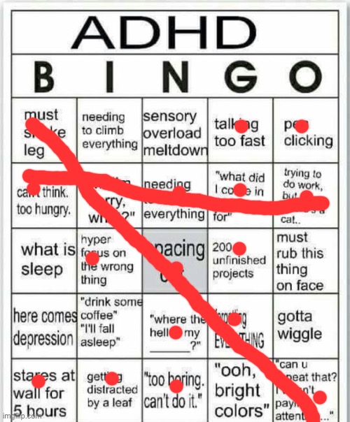 I’m being fr ig I have adhd | image tagged in adhd bingo | made w/ Imgflip meme maker