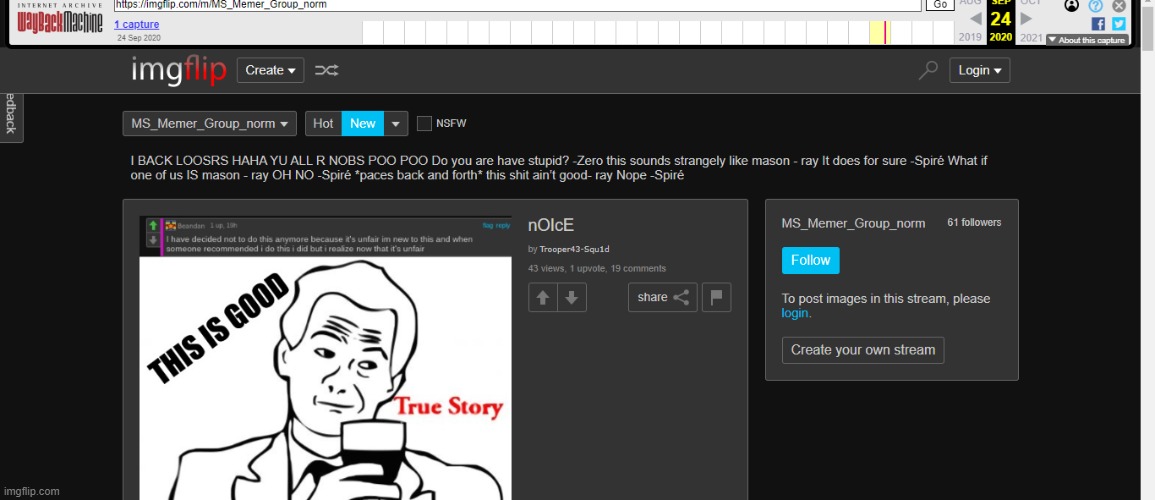 MSMG at 61 followers (Via the Wayback Machine) | made w/ Imgflip meme maker