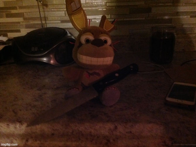 Springtrap Plush With A Knife | image tagged in springtrap plush with a knife | made w/ Imgflip meme maker