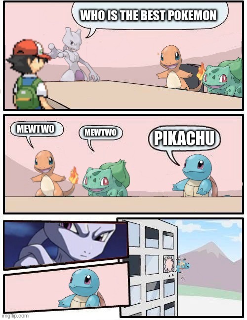 Pikachu | WHO IS THE BEST POKEMON; MEWTWO; MEWTWO; PIKACHU | image tagged in pok mon office suggestion | made w/ Imgflip meme maker