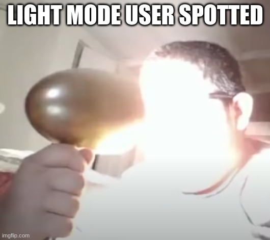 Kid blinding himself | LIGHT MODE USER SPOTTED | image tagged in kid blinding himself | made w/ Imgflip meme maker
