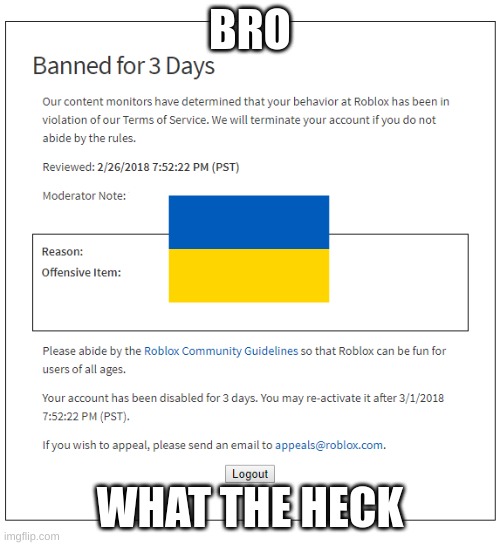 New Roblox Ban - Imgflip