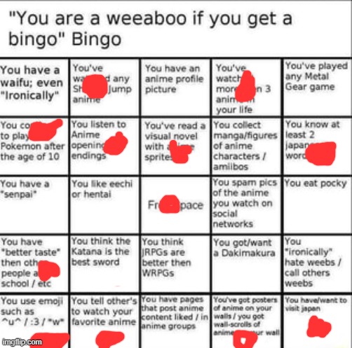 thought I'd give it a try | image tagged in weeb bingo | made w/ Imgflip meme maker