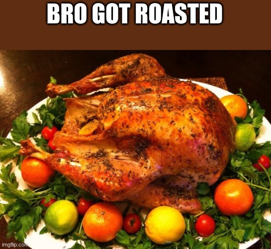 Roasted turkey | BRO GOT ROASTED | image tagged in roasted turkey | made w/ Imgflip meme maker