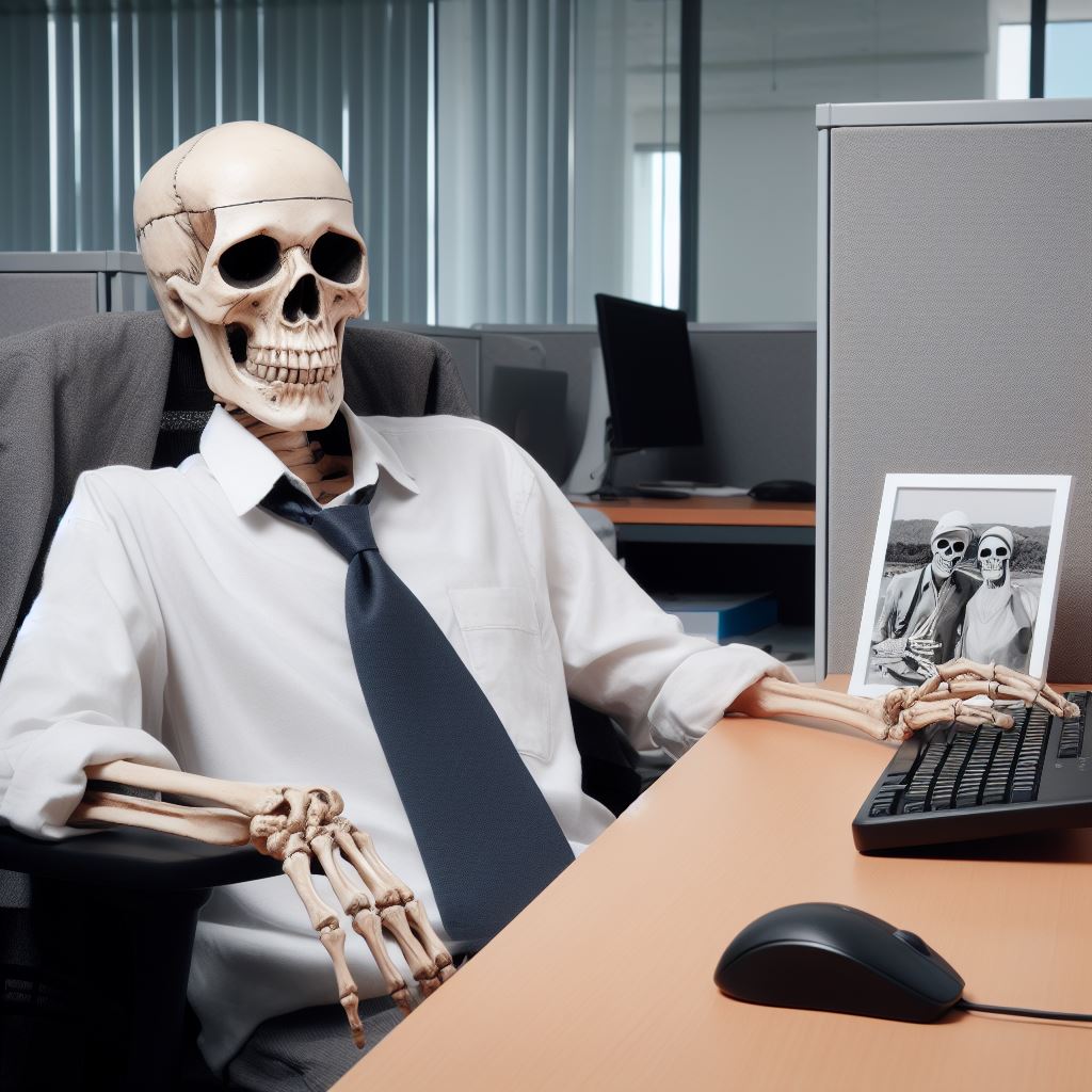Skeleton Office Drone Blank Meme Template
