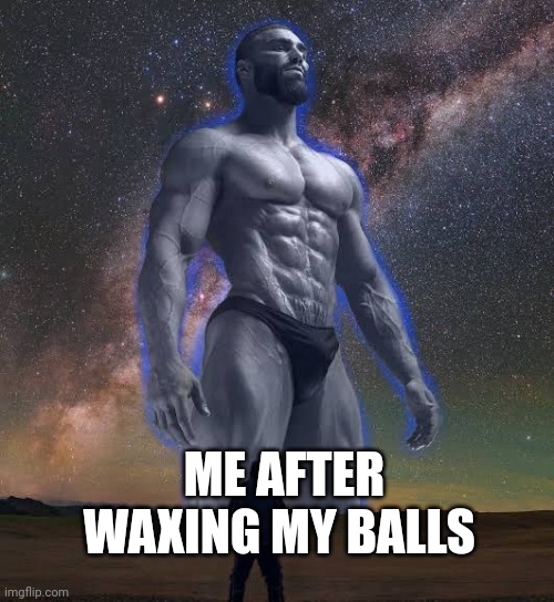 Big gigachad vs small guy | ME AFTER WAXING MY BALLS | image tagged in big gigachad vs small guy | made w/ Imgflip meme maker