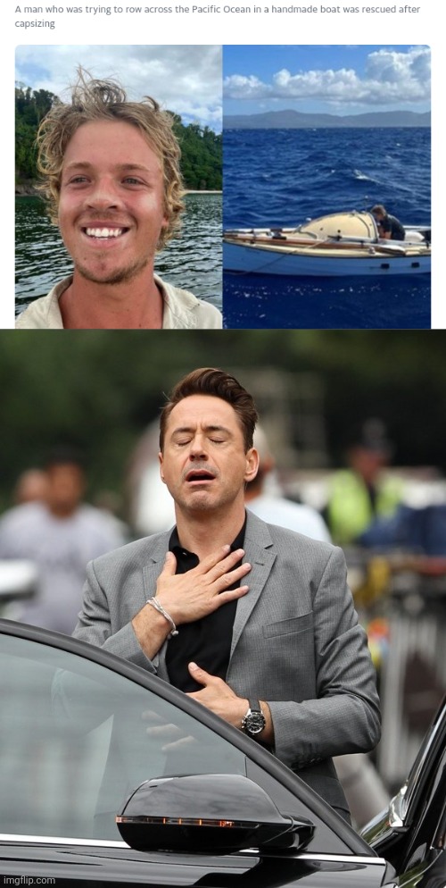 Rescued after capsizing | image tagged in relief,rescued,boat,capsizing,memes,pacific ocean | made w/ Imgflip meme maker